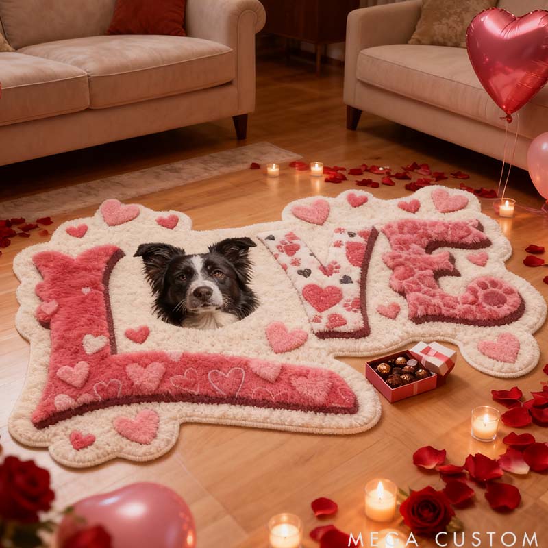 Personalized Pet Lover Love Heart Rug