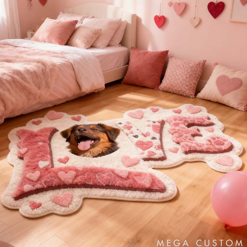 Personalized Pet Lover Love Heart Rug
