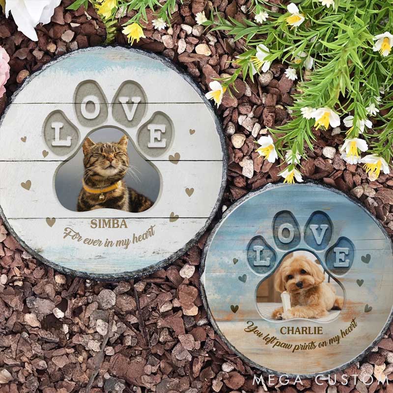 Personalized Pet Lover Love Pet Photo Wear-Resistant Garden Stone with Name Courtyard Decor Pet Keepsake Memorial Gift