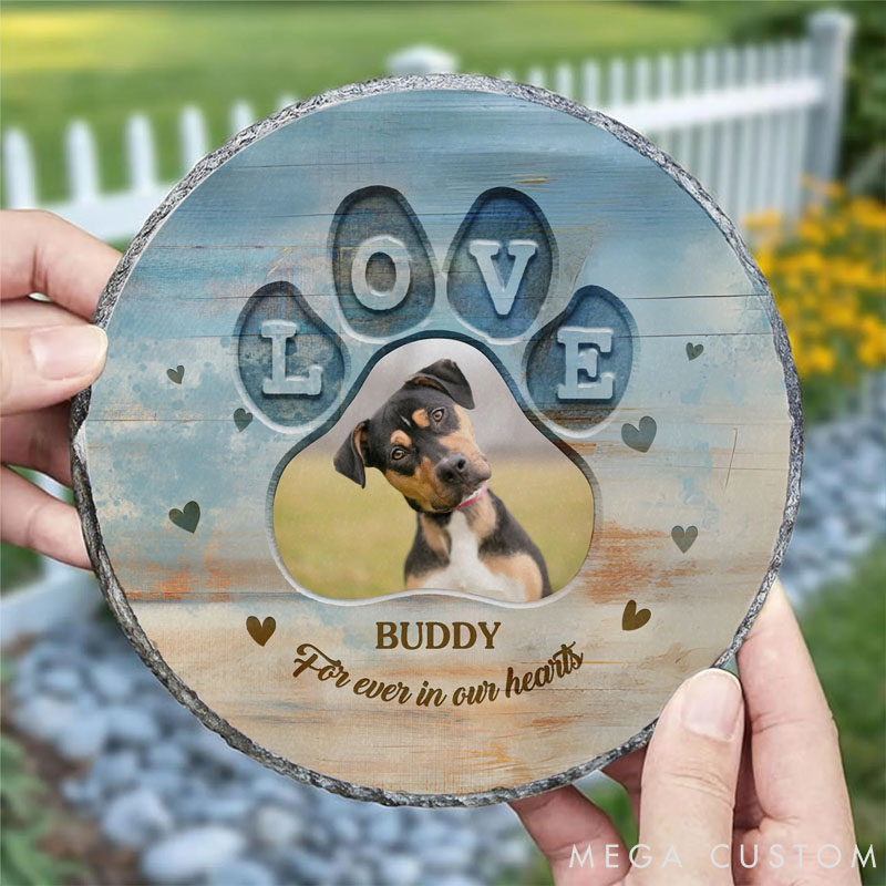 Personalized Pet Lover Love Pet Photo Wear-Resistant Garden Stone with Name Courtyard Decor Pet Keepsake Memorial Gift