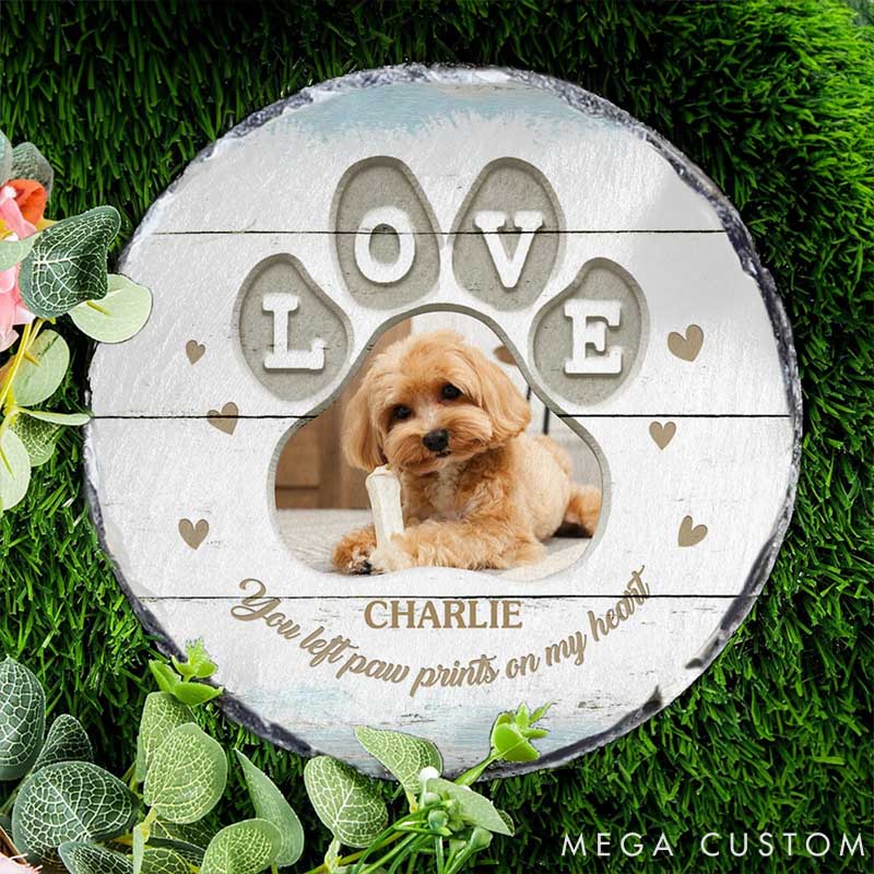 Personalized Pet Lover Love Pet Photo Wear-Resistant Garden Stone with Name Courtyard Decor Pet Keepsake Memorial Gift