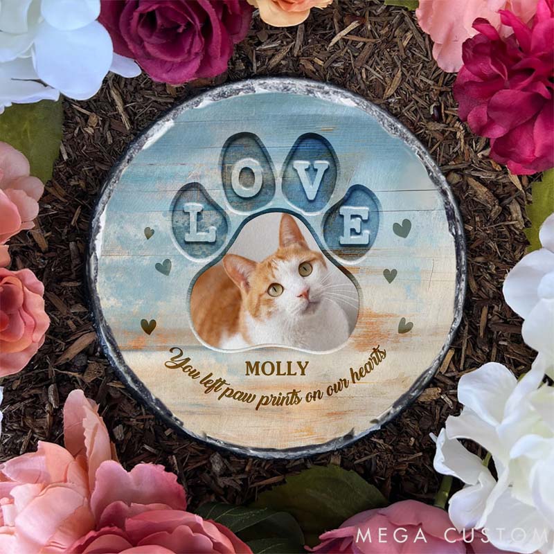 Personalized Pet Lover Love Pet Photo Wear-Resistant Garden Stone with Name Courtyard Decor Pet Keepsake Memorial Gift