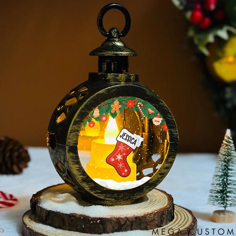 Personalized Pet Lover Lovely Stockings Hanging Lantern Ornament