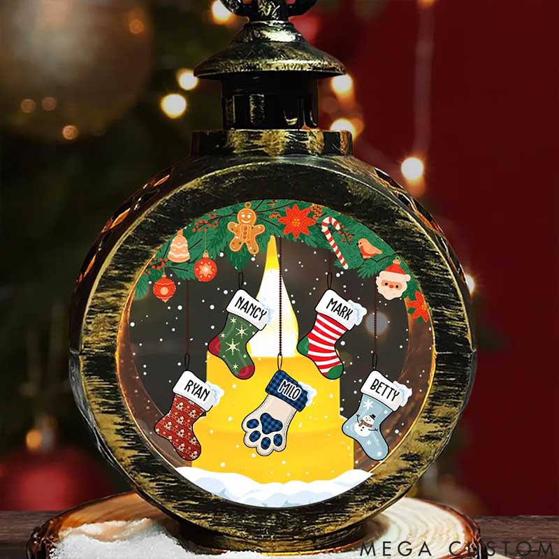 Personalized Pet Lover Lovely Stockings Hanging Lantern Ornament