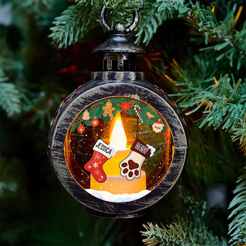 Personalized Pet Lover Lovely Stockings Hanging Lantern Ornament