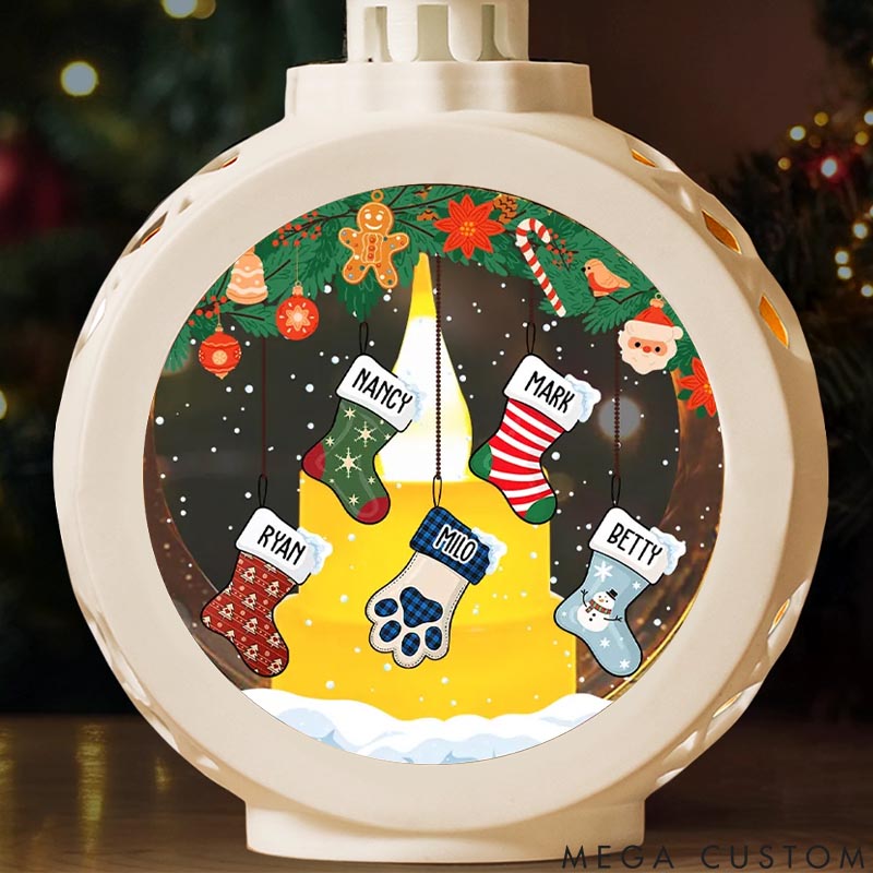 Personalized Pet Lover Lovely Stockings Hanging Lantern Ornament