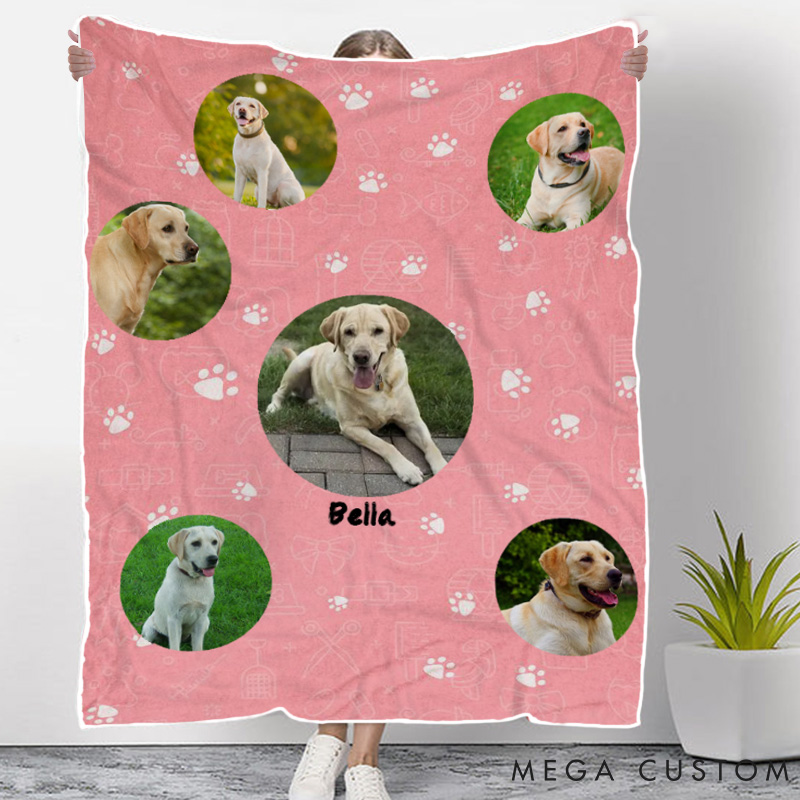 Personalized Pet Lover Lovely Upload Pet Image Throw Blanket