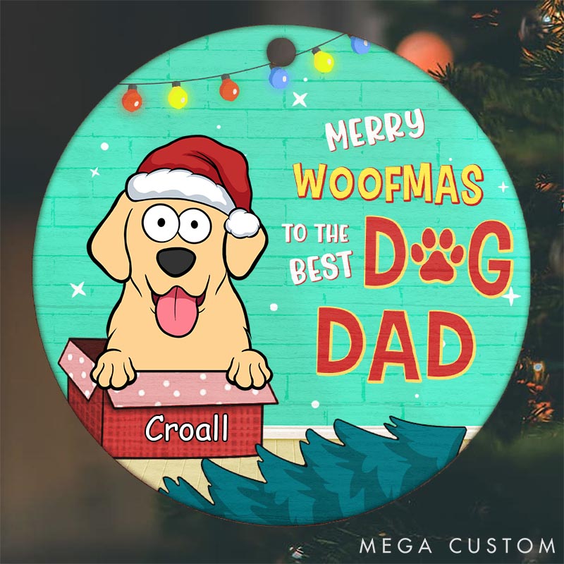 Personalized Pet Lover Meowy Woofmas to the Best Dad Christmas Ornament