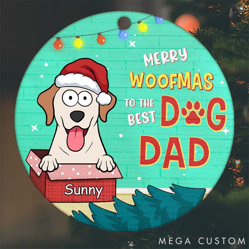 Personalized Pet Lover Meowy Woofmas to the Best Dad Christmas Ornament