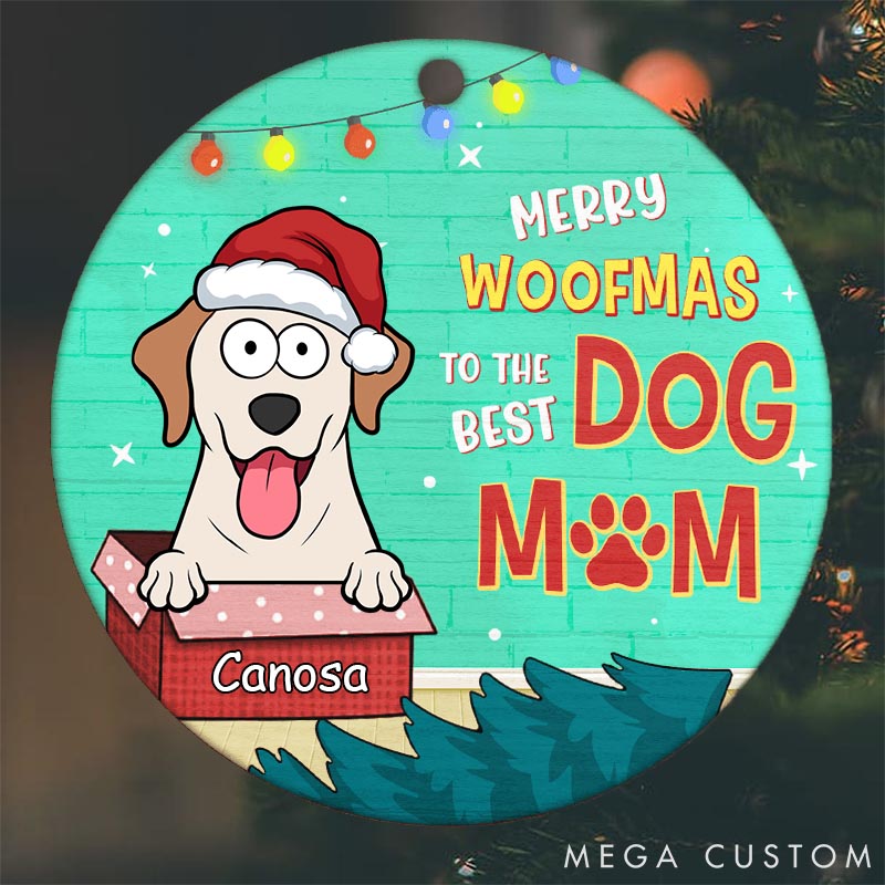 Personalized Pet Lover Meowy Woofmas to the Best Mom Christmas Ornament