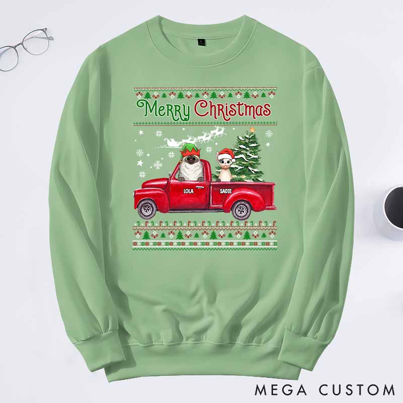 Personalized Pet Lover Merry Christmas Sweatshirts