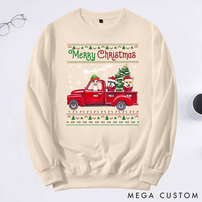 Personalized Pet Lover Merry Christmas Sweatshirts
