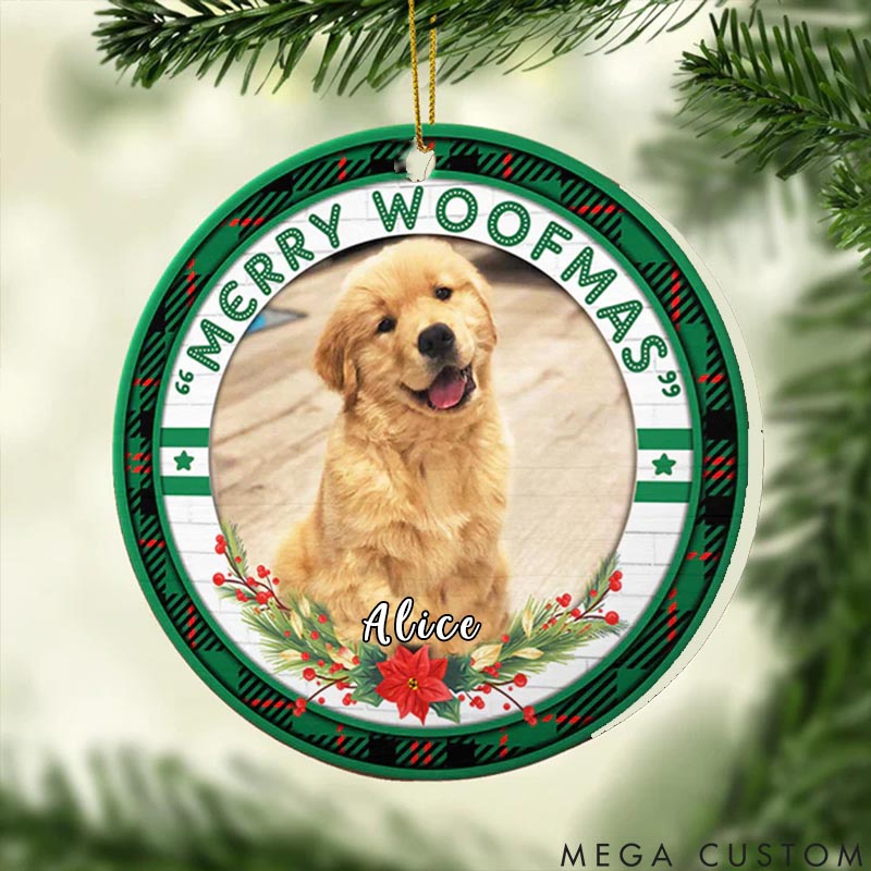 Personalized Pet Lover Merry Woofmas Christmas Ornament