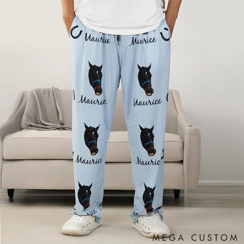 Personalized Pet Lover Multicolor Cute Paw Print Carrot Pattern Pet Avatar Photo Pajama Pants