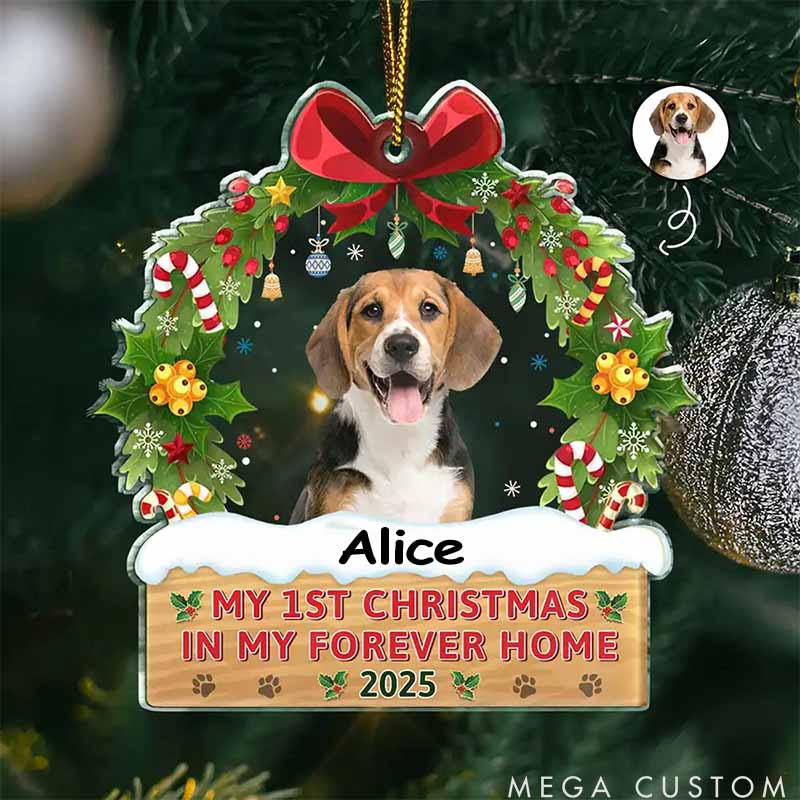 Personalized Pet Lover My 1st Christmas in My Forever Home Christmas Ornament
