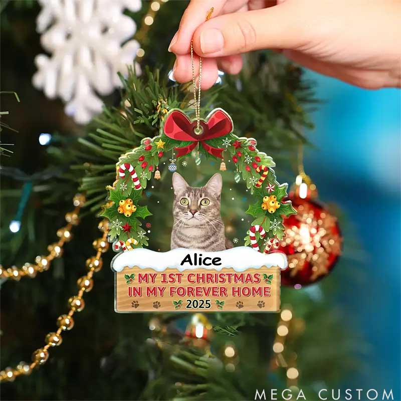 Personalized Pet Lover My 1st Christmas in My Forever Home Christmas Ornament