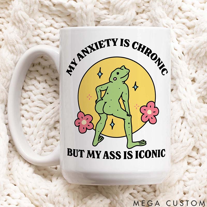 Personalized Pet Lover My Anxiety is Chronic but My is Iconic Mugs