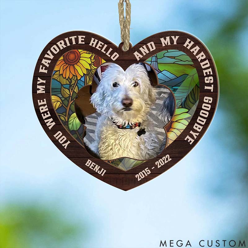 Personalized Pet Lover My Favorite Hello Hardest Goodbye Ornament