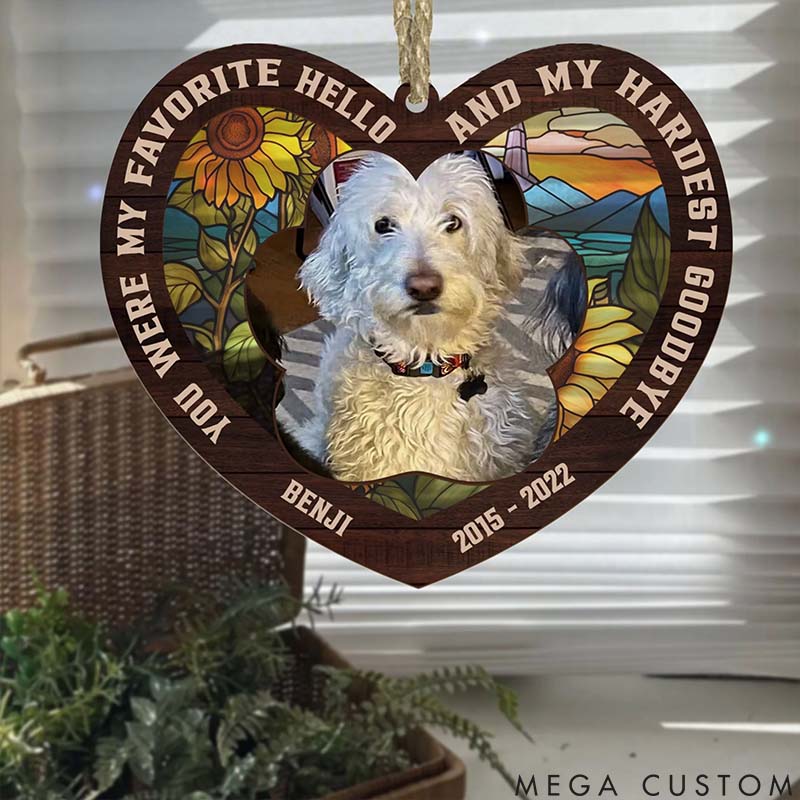 Personalized Pet Lover My Favorite Hello Hardest Goodbye Ornament