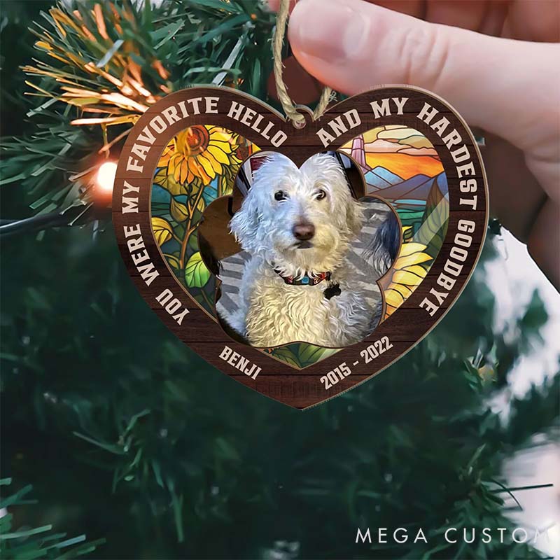 Personalized Pet Lover My Favorite Hello Hardest Goodbye Ornament