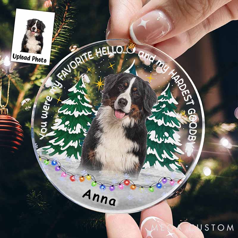 Personalized Pet Lover My Favorite Hello Hardest Goodbye Pet Loss Ornament