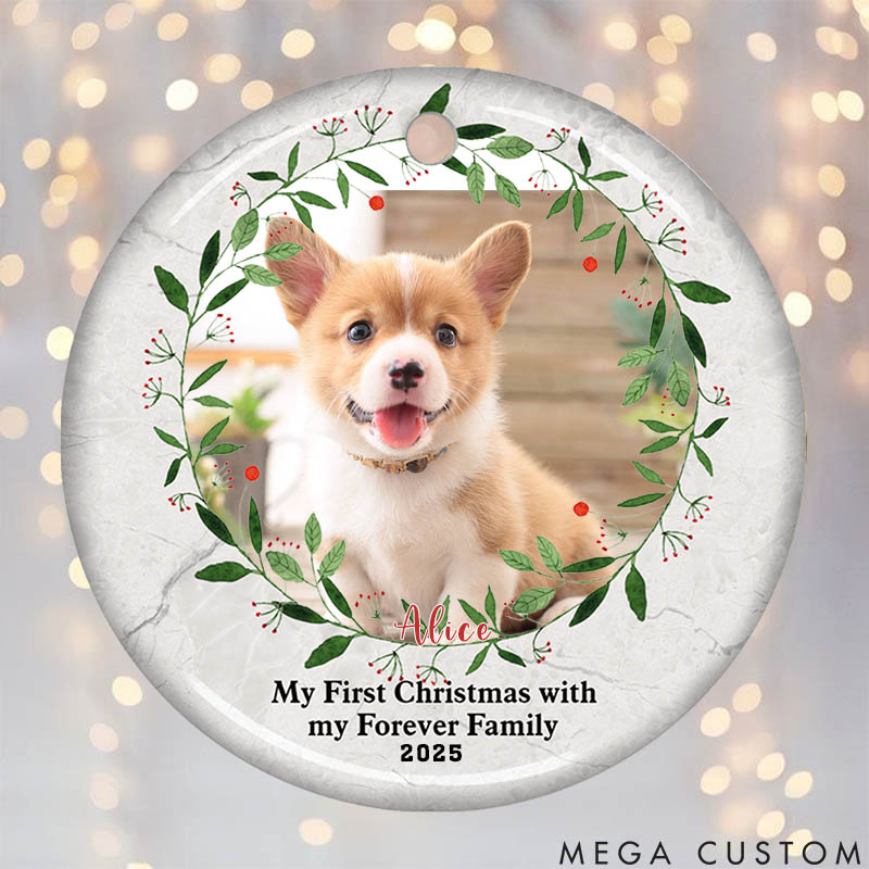Personalized Pet Lover My First Christmas with My Forever Family Christmas Ornament