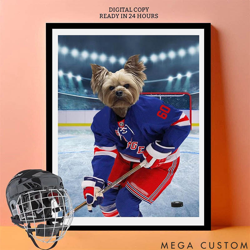 Personalized Pet Lover New York Ice Hockey Team Pet Portrait