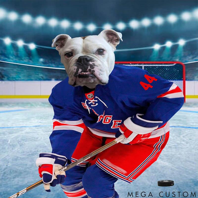 Personalized Pet Lover New York Ice Hockey Team Pet Portrait