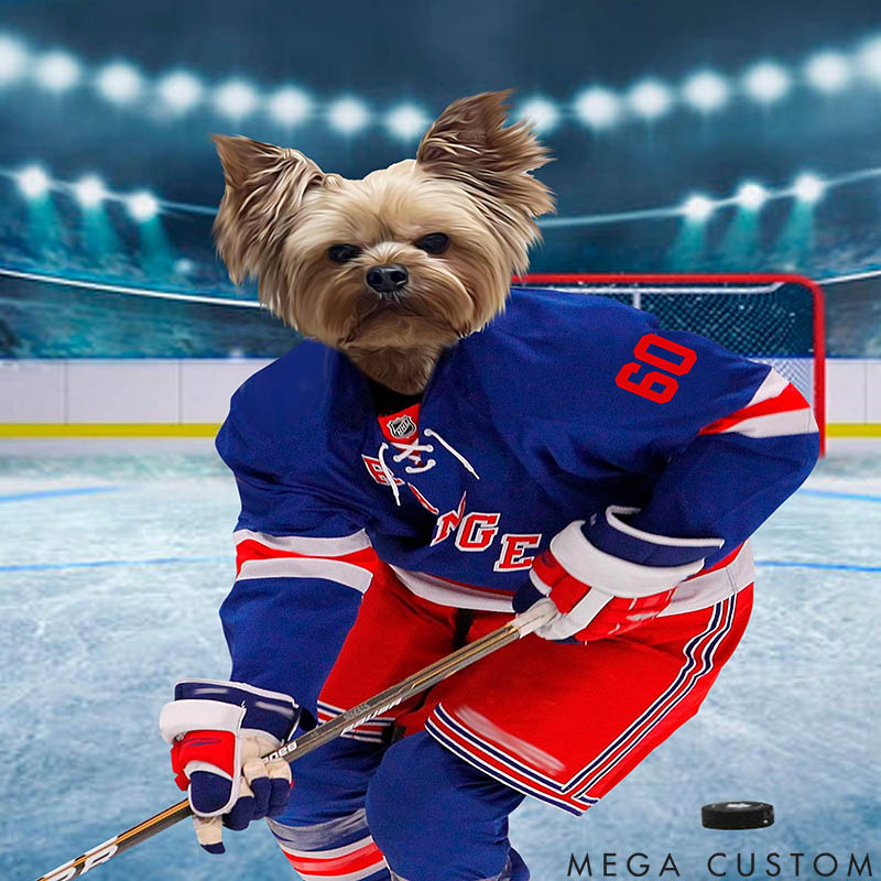 Personalized Pet Lover New York Ice Hockey Team Pet Portrait