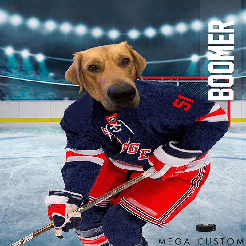 Personalized Pet Lover New York Ice Hockey Team Pet Portrait