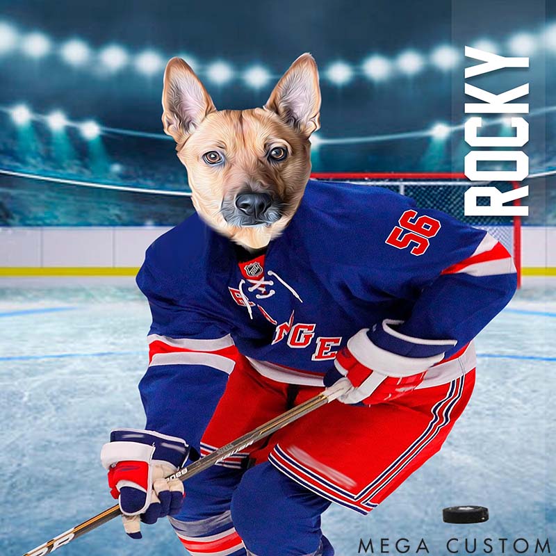 Personalized Pet Lover New York Ice Hockey Team Pet Portrait