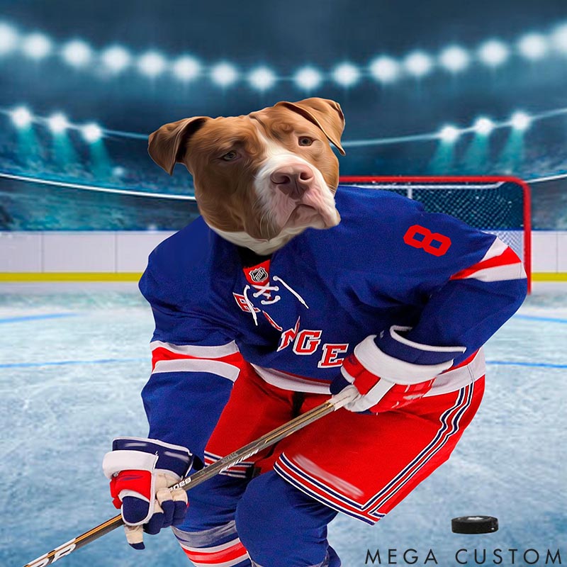 Personalized Pet Lover New York Ice Hockey Team Pet Portrait