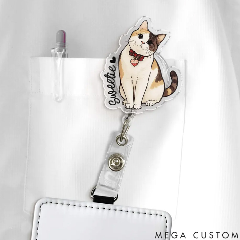 Personalized Pet Lover Nurse Dog Photo and Name Badge Reel