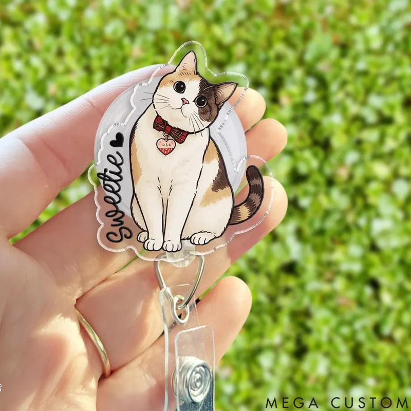 Personalized Pet Lover Nurse Dog Photo and Name Badge Reel