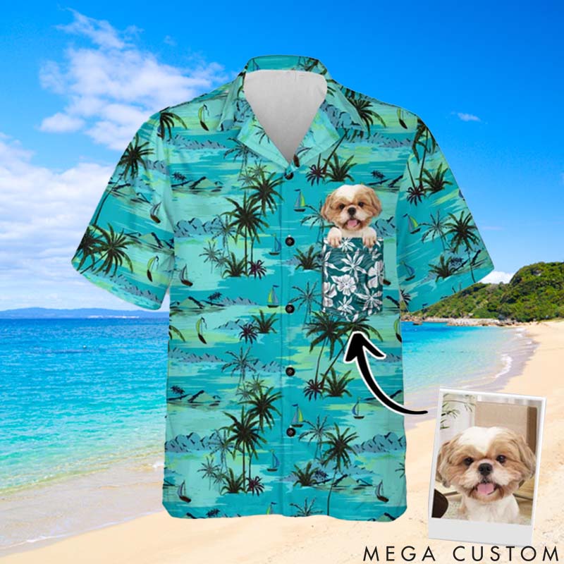 Personalized Pet Lover Palm Tree Beach Ocean Pattern Hawaii Shirts