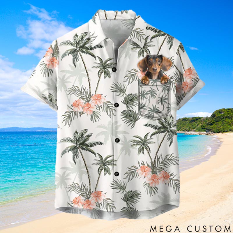 Personalized Pet Lover Palm Trees and Cheetah Floral Pattern Hawaii Shirts