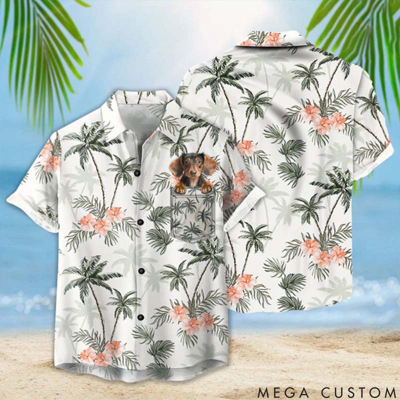 Personalized Pet Lover Palm Trees and Cheetah Floral Pattern Hawaii Shirts