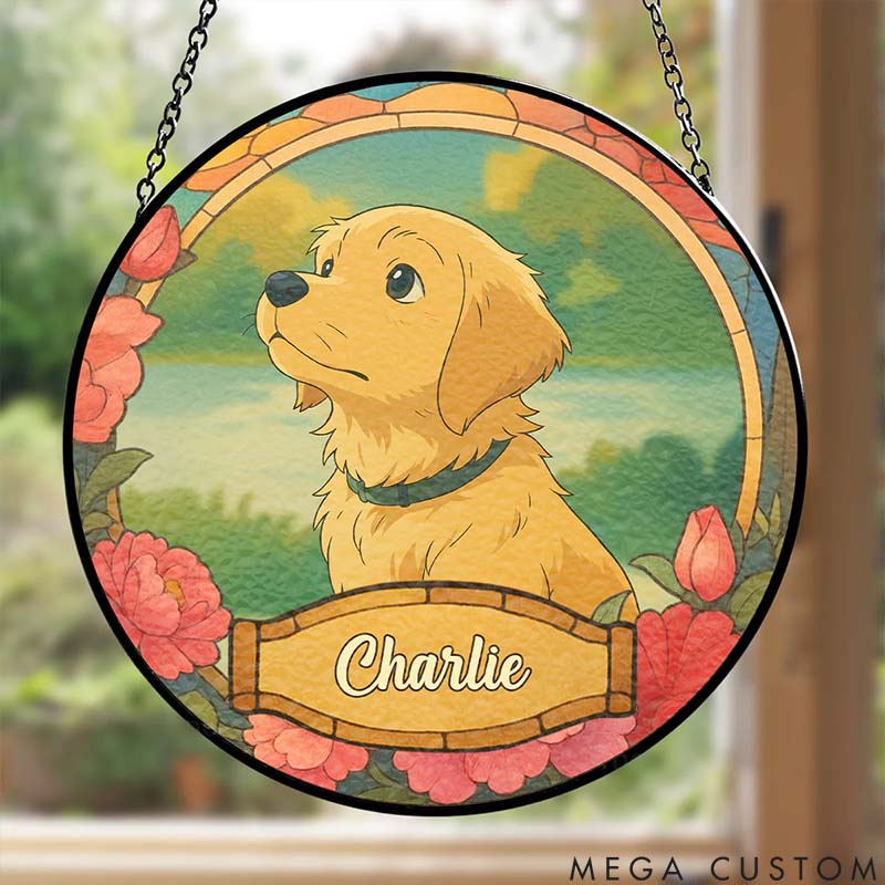 Personalized Pet Lover Paw Prints on My Heart Sun Catcher