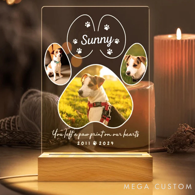 Personalized Pet Lover Pawprints of Joy Pet Light