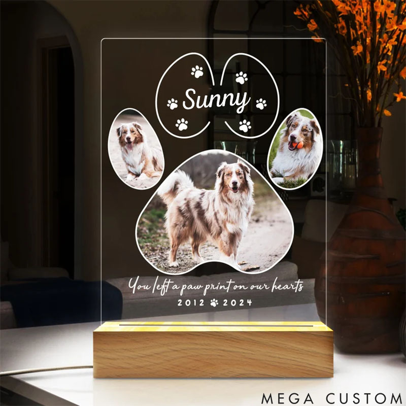 Personalized Pet Lover Pawprints of Joy Pet Light