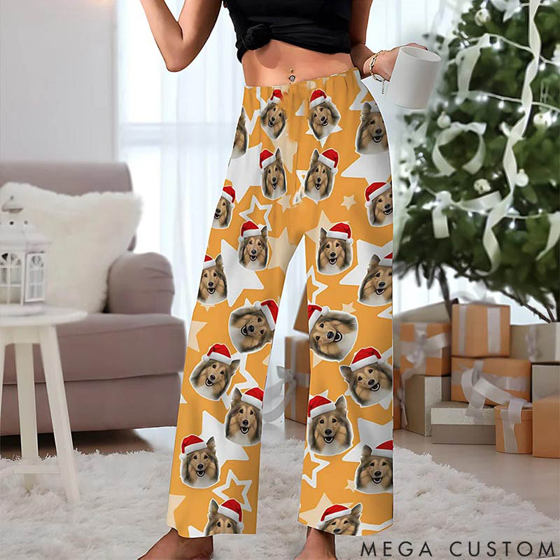 Personalized Pet Lover Personalized Soft Christmas Hat Dog Cat Portrait Pajamas