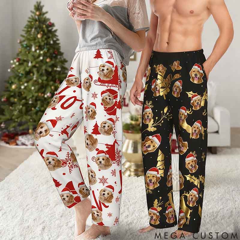 Personalized Pet Lover Personalized Soft Christmas Hat Dog Cat Portrait Pajamas
