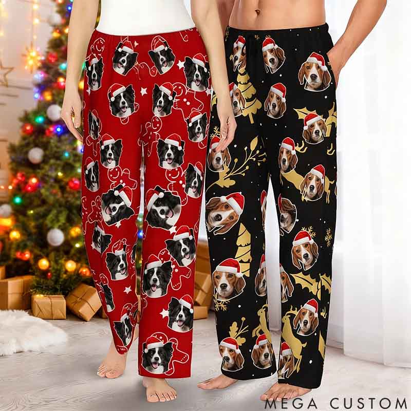 Personalized Pet Lover Personalized Soft Christmas Hat Dog Cat Portrait Pajamas
