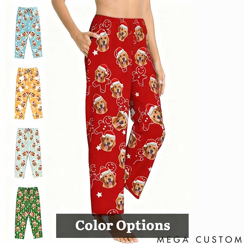 Personalized Pet Lover Personalized Soft Christmas Hat Dog Cat Portrait Pajamas