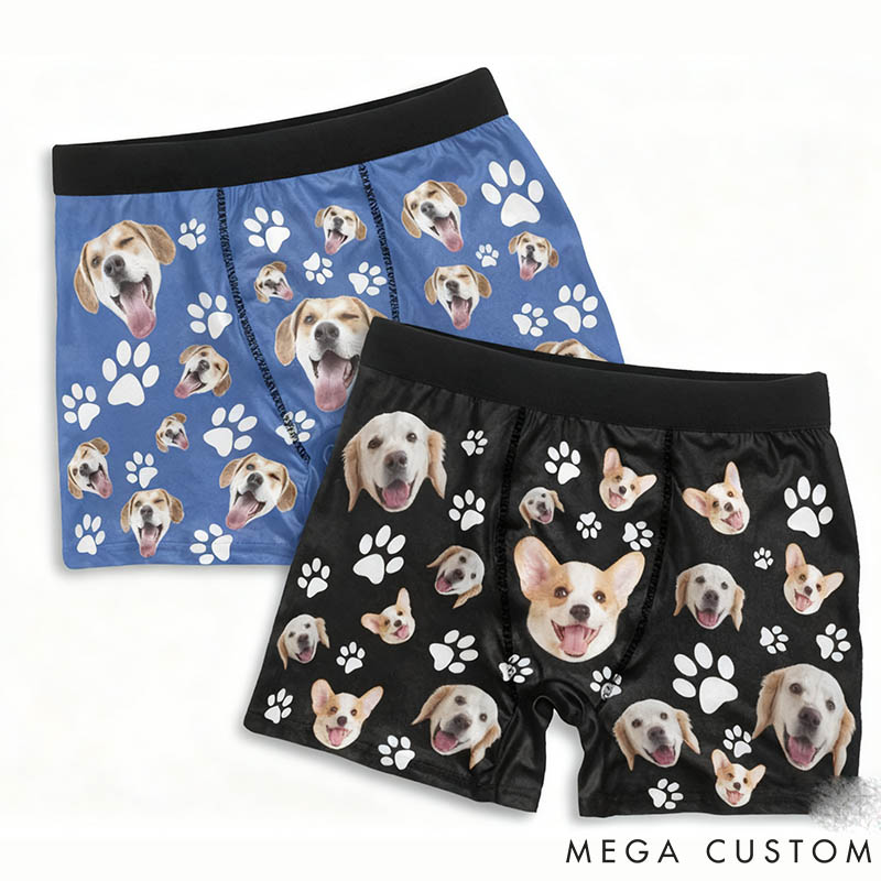 Personalized Pet Lover Pet Face Boxer Briefs Custom Dog Print Underwear