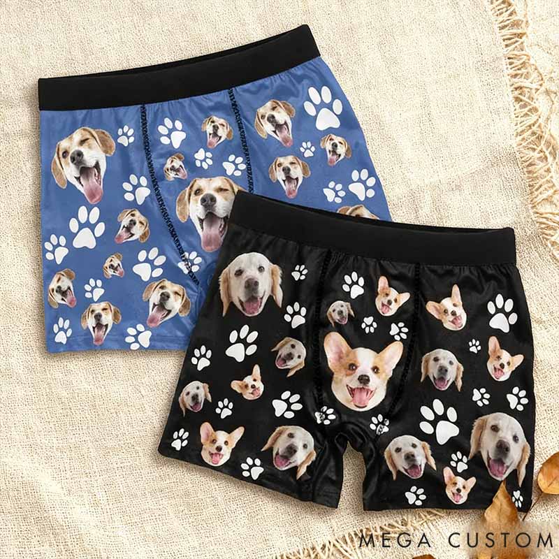 Personalized Pet Lover Pet Face Boxer Briefs Custom Dog Print Underwear