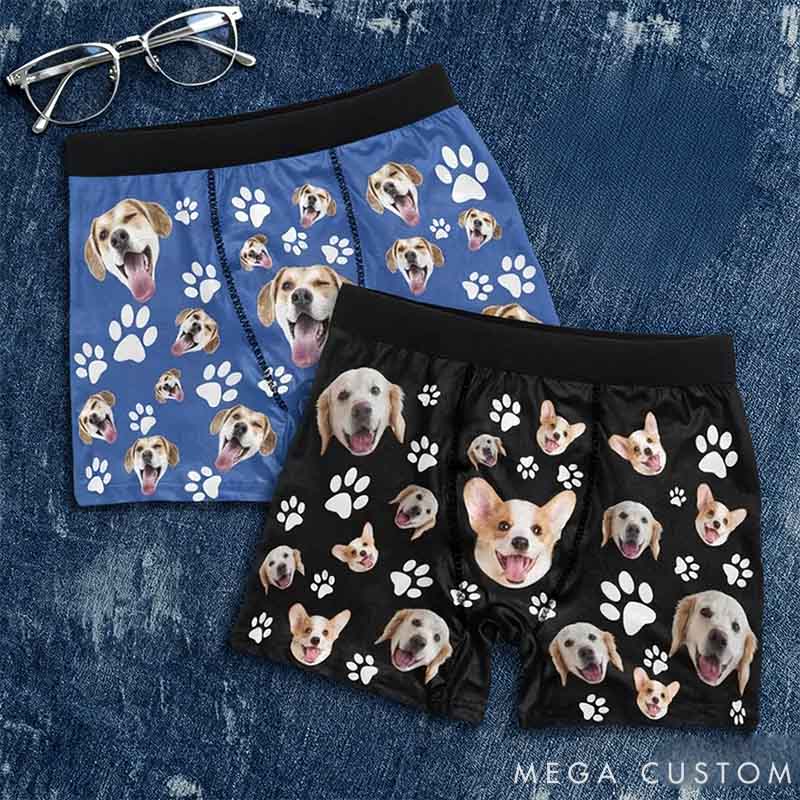 Personalized Pet Lover Pet Face Boxer Briefs Custom Dog Print Underwear