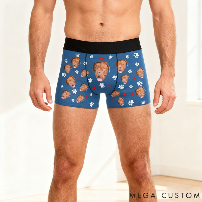 Personalized Pet Lover Pet Face Boxer Briefs Custom Photo Underwear Valentine's Day Gift