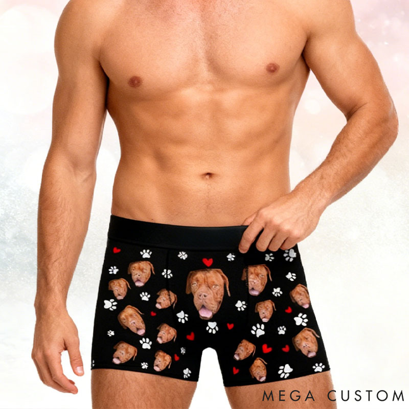 Personalized Pet Lover Pet Face Boxer Briefs Custom Photo Underwear Valentine's Day Gift