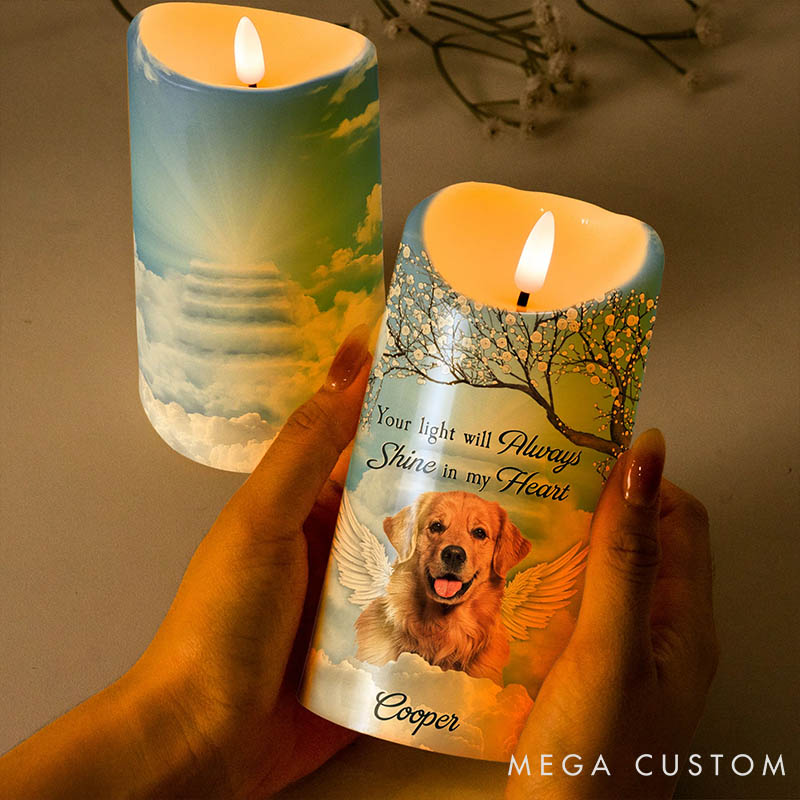 Personalized Pet Lover Pet Loss Your Light will always Shine in My Heart Candles